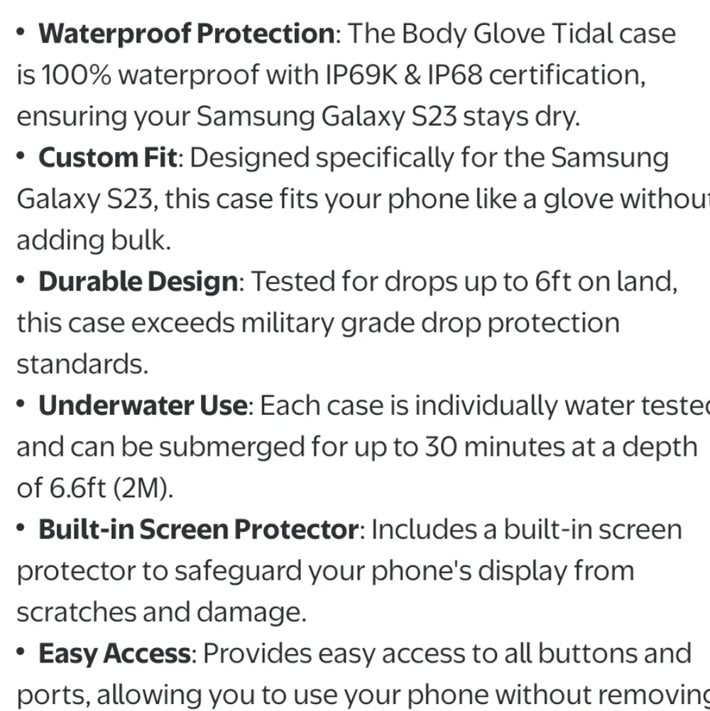 New Body Glove Tidal Waterproof Case for Samsung Galaxy S23+ 5G 6FT Drop